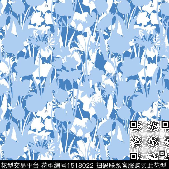 水彩绿植树叶花卉数码印花华亿平台下载（图片编号: 1518022） - 瓦栏（Walan）