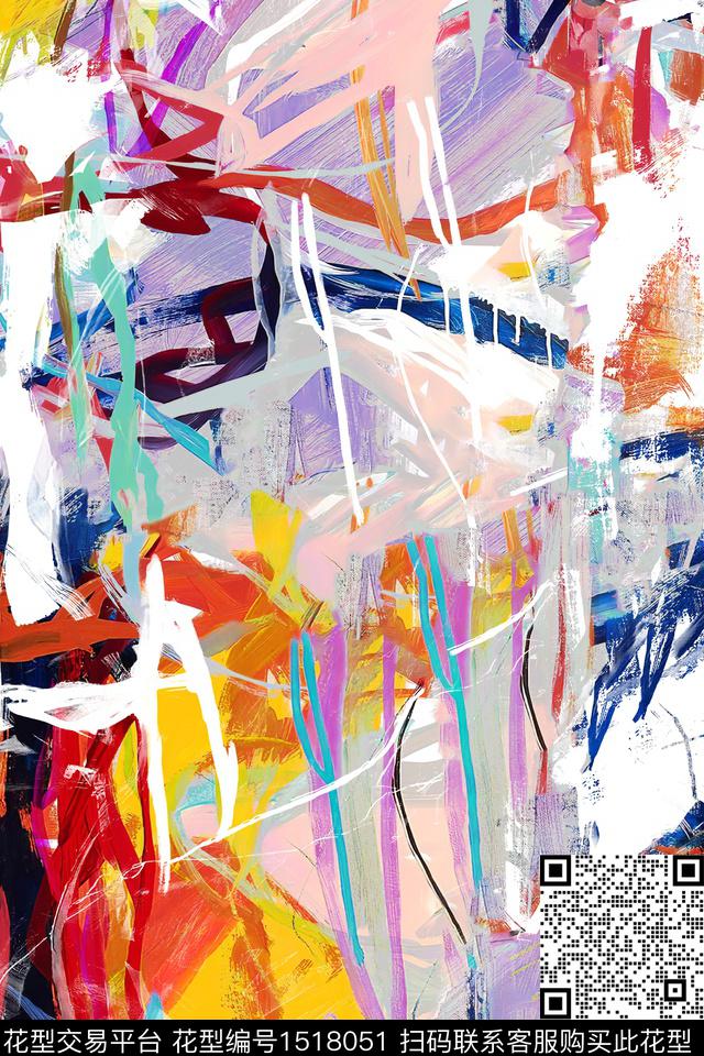 肌理抽象真丝数码印花华亿平台下载（图片编号: 1518051） - 瓦栏（Walan）