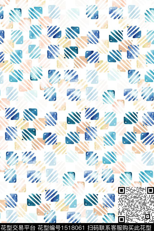几何大牌风抽象数码印花华亿平台下载（图片编号: 1518061） - 瓦栏（Walan）