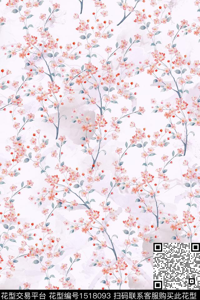 花卉小清新真丝数码印花华亿平台下载（图片编号: 1518093） - 瓦栏（Walan）