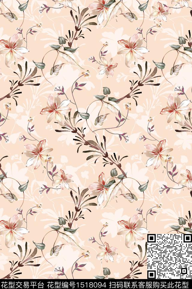 小清新真丝小碎花数码印花华亿平台下载（图片编号: 1518094） - 瓦栏（Walan）