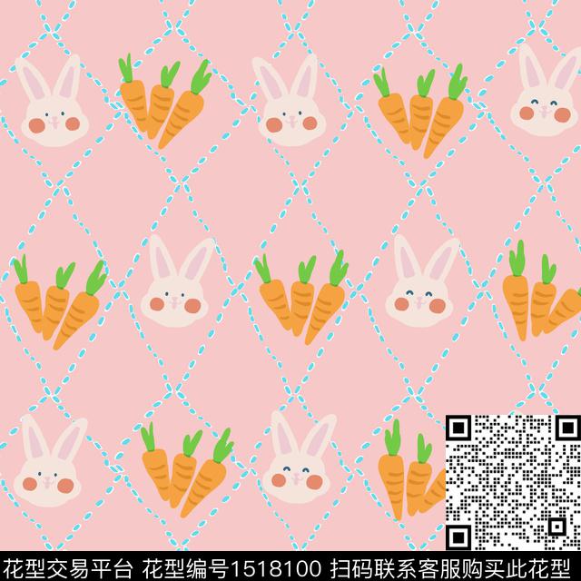 格子可爱卡通数码印花华亿平台下载（图片编号: 1518100） - 瓦栏（Walan）