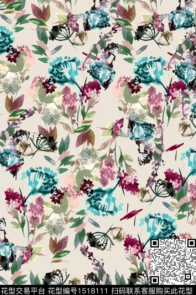花卉大牌风小碎花数码印花华亿平台下载（图片编号: 1518111） - 瓦栏（Walan）