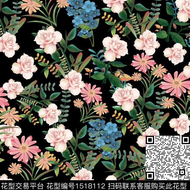 花卉大牌风小碎花数码印花华亿平台下载（图片编号: 1518112） - 瓦栏（Walan）