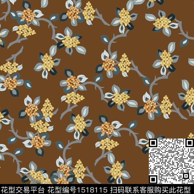 花卉大牌风小碎花数码印花华亿平台下载（图片编号: 1518115） - 瓦栏（Walan）