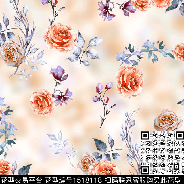 花卉大牌风小碎花数码印花华亿平台下载（图片编号: 1518118） - 瓦栏（Walan）