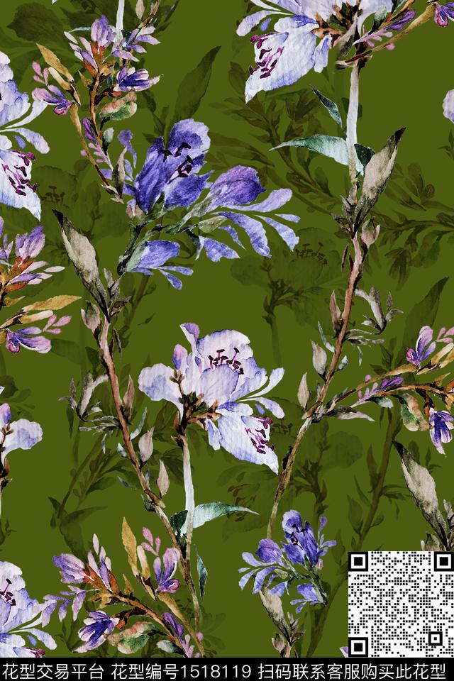 花卉大牌风影花数码印花华亿平台下载（图片编号: 1518119） - 瓦栏（Walan）