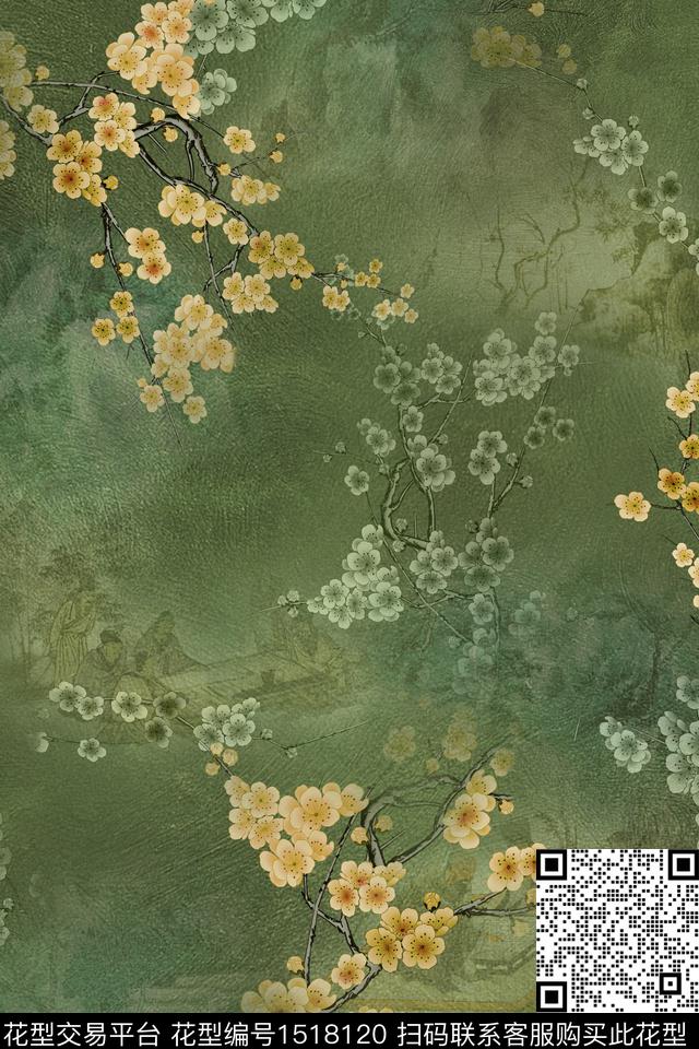 数码华亿平台香云纱国画数码印花华亿平台下载（图片编号: 1518120） - 瓦栏（Walan）