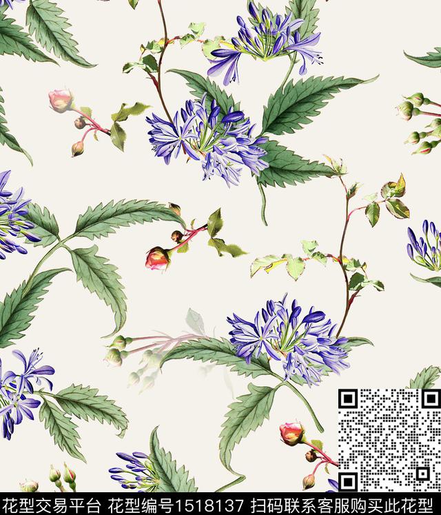 连衣裙女装花卉数码印花华亿平台下载（图片编号: 1518137） - 瓦栏（Walan）