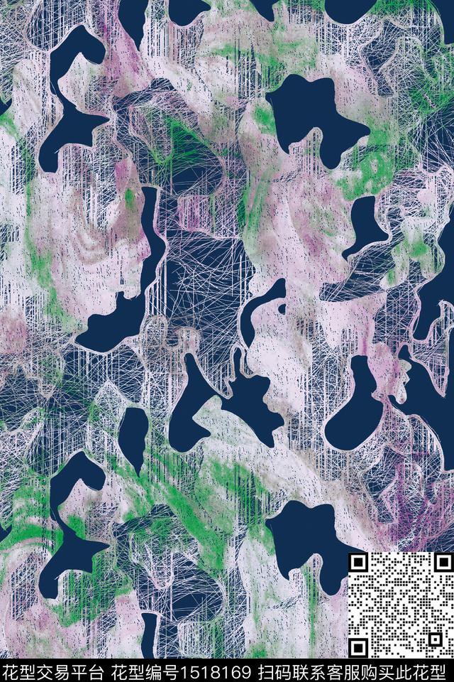 扎染华亿平台春夏华亿平台几何数码印花华亿平台下载（图片编号: 1518169） - 瓦栏（Walan）