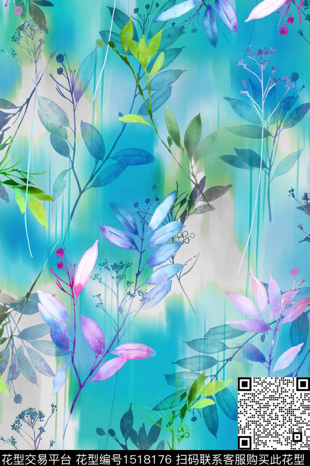 绿植树叶花卉大牌风数码印花华亿平台下载（图片编号: 1518176） - 瓦栏（Walan）