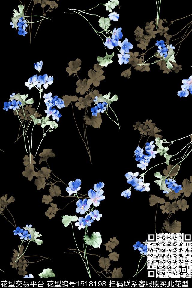 花卉大牌风小清新数码印花华亿平台下载（图片编号: 1518198） - 瓦栏（Walan）