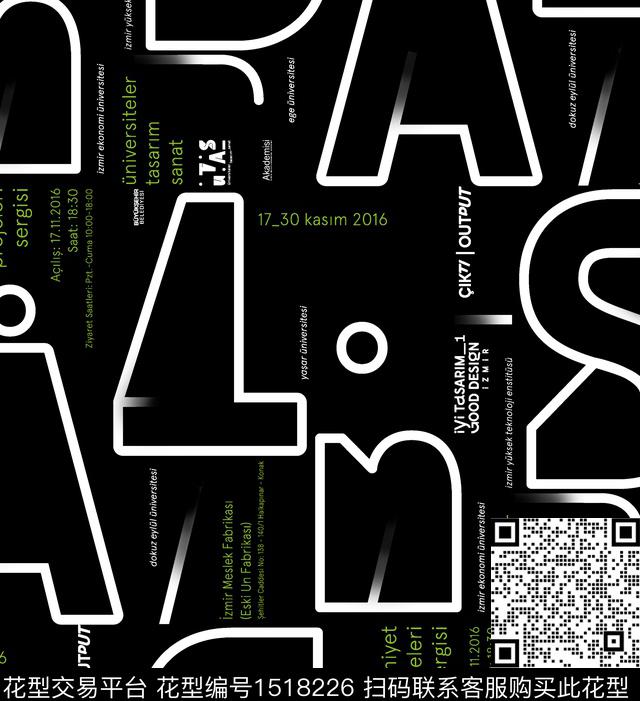 字母黑白华亿平台男装满版花数码印花华亿平台下载（图片编号: 1518226） - 瓦栏（Walan）