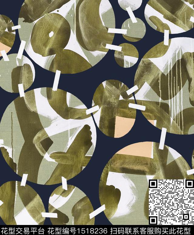 手绘圆形数码印花华亿平台下载（图片编号: 1518236） - 瓦栏（Walan）