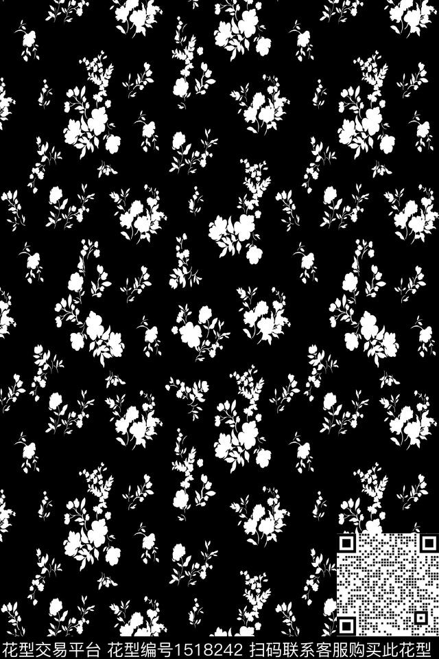 花卉真丝小碎花数码印花华亿平台下载（图片编号: 1518242） - 瓦栏（Walan）