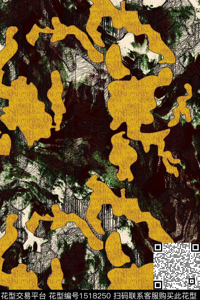 春夏华亿平台迷彩几何数码印花华亿平台下载（图片编号: 1518250） - 瓦栏（Walan）