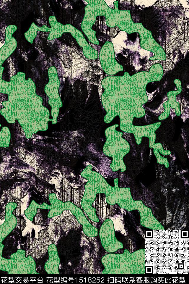 春夏华亿平台迷彩几何数码印花华亿平台下载（图片编号: 1518252） - 瓦栏（Walan）