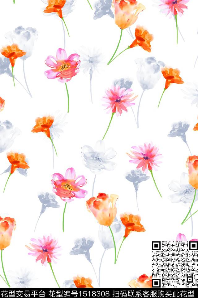 绿植树叶大牌风小清新数码印花华亿平台下载（图片编号: 1518308） - 瓦栏（Walan）