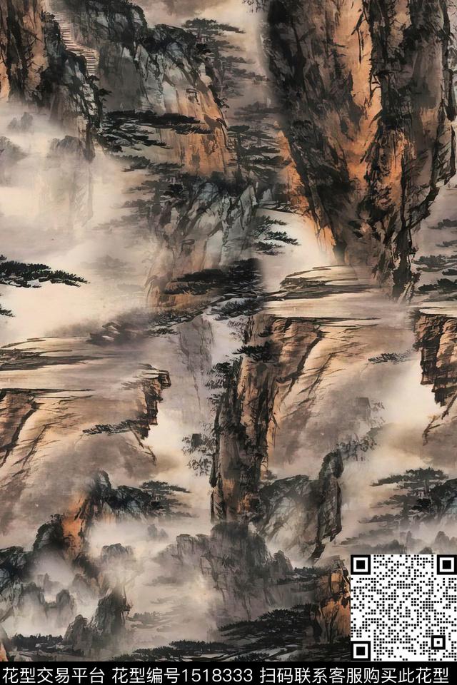 香云纱中老年国画数码印花华亿平台下载（图片编号: 1518333） - 瓦栏（Walan）