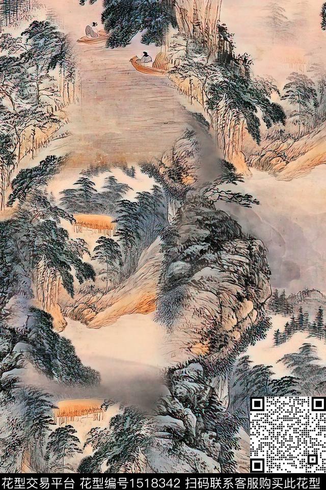 香云纱中老年国画数码印花华亿平台下载（图片编号: 1518342） - 瓦栏（Walan）