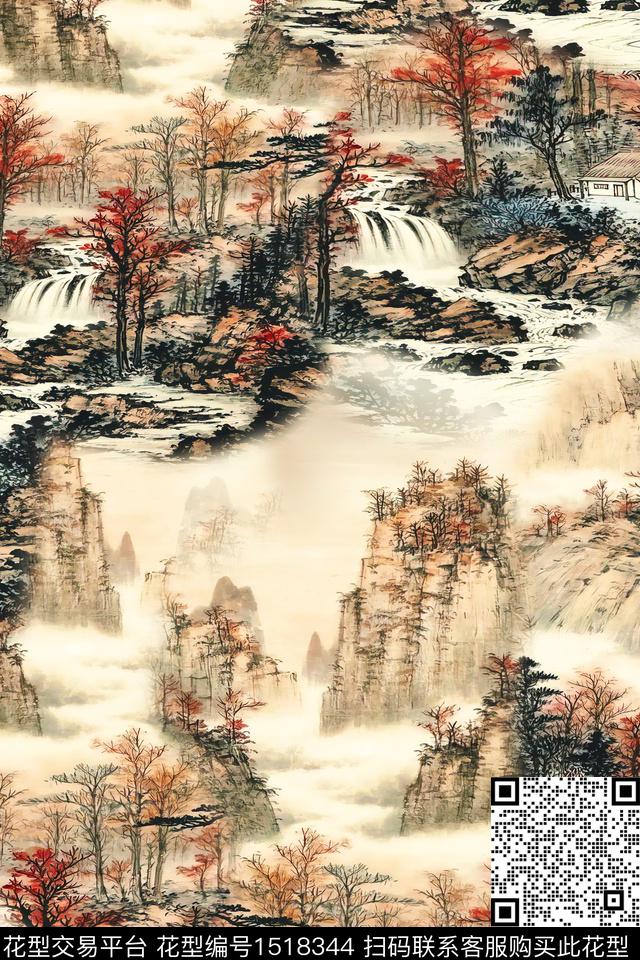 香云纱中老年国画数码印花华亿平台下载（图片编号: 1518344） - 瓦栏（Walan）