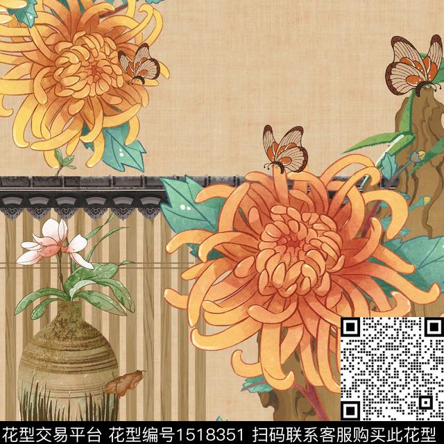 花卉大牌风数码印花华亿平台下载（图片编号: 1518351） - 瓦栏（Walan）