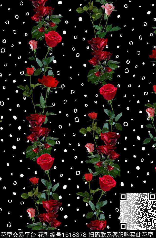 手绘花卉真丝香云纱数码印花华亿平台下载（图片编号: 1518378） - 瓦栏（Walan）