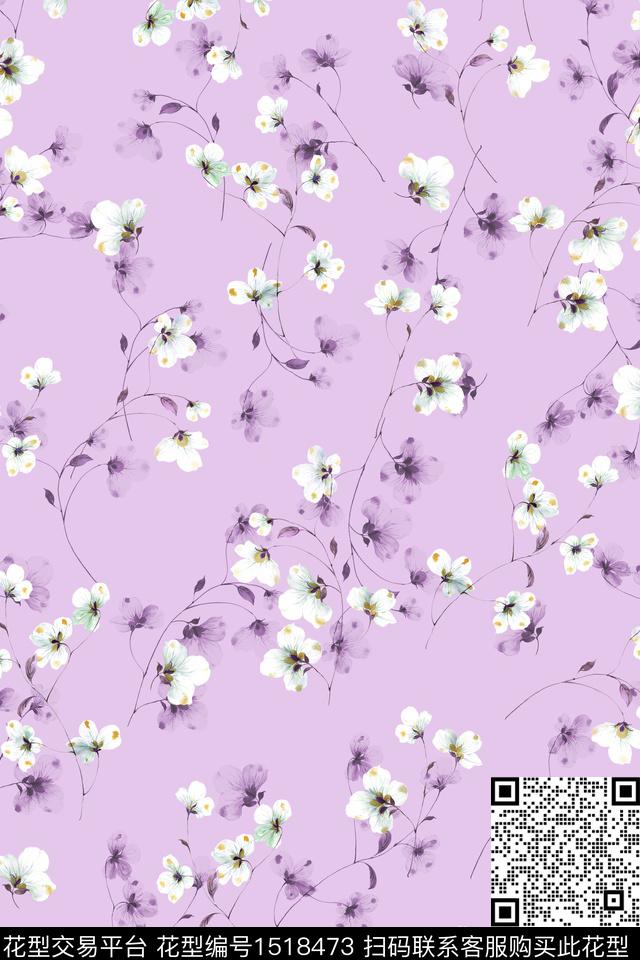 花卉大牌风小清新数码印花华亿平台下载（图片编号: 1518473） - 瓦栏（Walan）