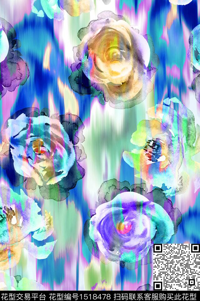 春夏华亿平台抽象水彩浪漫华亿平台数码印花华亿平台下载（图片编号: 1518478） - 瓦栏（Walan）