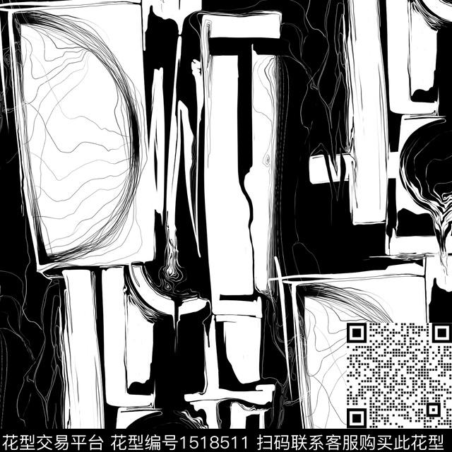 字母肌理黑白华亿平台数码印花华亿平台下载（图片编号: 1518511） - 瓦栏（Walan）