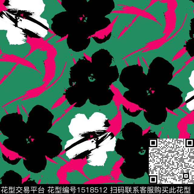 花卉长袖衫高对比传统印花华亿平台下载（图片编号: 1518512） - 瓦栏（Walan）