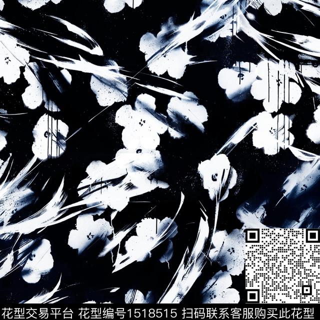 肌理抽象花卉长袖衫印花数码印花华亿平台下载（图片编号: 1518515） - 瓦栏（Walan）