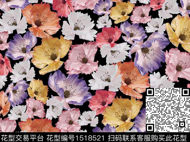 花卉大牌风小碎花数码印花华亿平台下载（图片编号: 1518521） - 瓦栏（Walan）