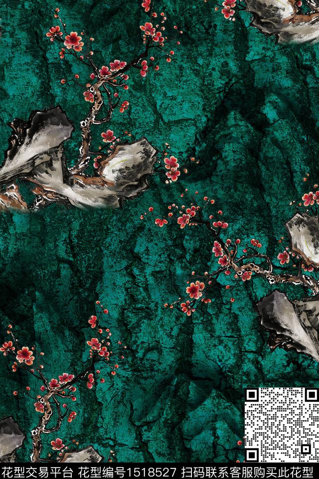 花卉大牌风抽象数码印花华亿平台下载（图片编号: 1518527） - 瓦栏（Walan）