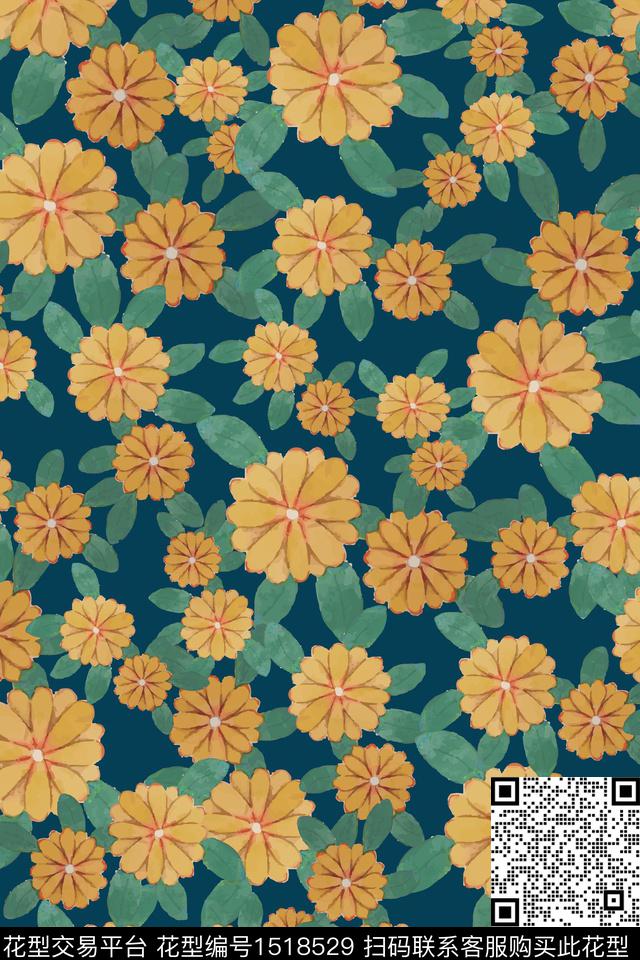 花卉大牌风小碎花数码印花华亿平台下载（图片编号: 1518529） - 瓦栏（Walan）