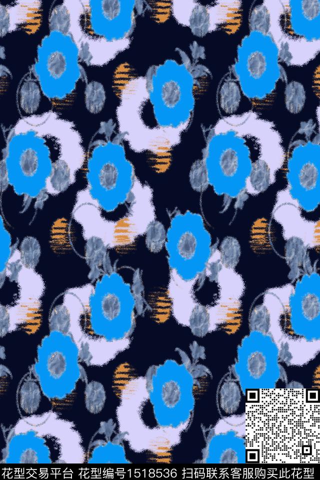 几何花卉清爽底花卉春夏华亿平台数码印花华亿平台下载（图片编号: 1518536） - 瓦栏（Walan）