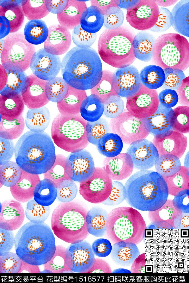 水彩几何大牌风数码印花华亿平台下载（图片编号: 1518577） - 瓦栏（Walan）