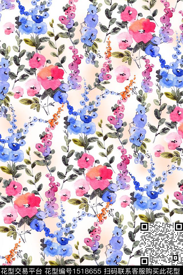 花卉年轻女性抽象数码印花华亿平台下载（图片编号: 1518655） - 瓦栏（Walan）
