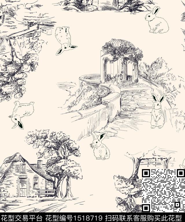 黑白华亿平台春夏华亿平台兔子数码印花华亿平台下载（图片编号: 1518719） - 瓦栏（Walan）