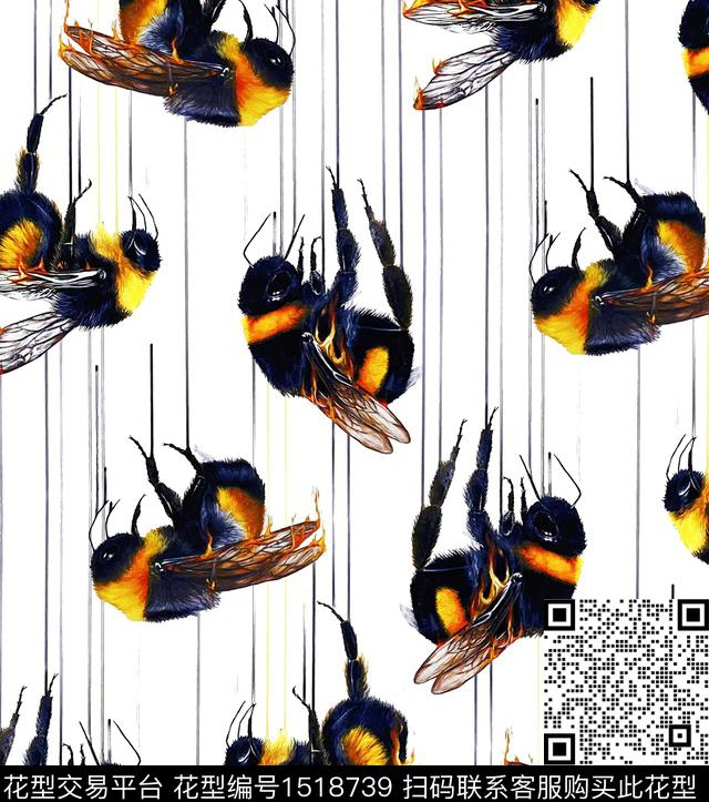 蜜蜂长袖衫印花潮流个性数码印花华亿平台下载（图片编号: 1518739） - 瓦栏（Walan）