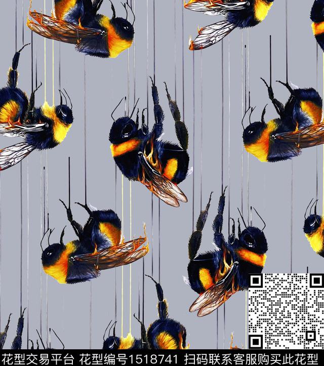 蜜蜂长袖衫印花潮流个性数码印花华亿平台下载（图片编号: 1518741） - 瓦栏（Walan）