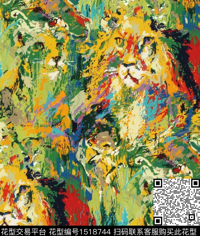 油画华亿平台狮子抽象数码印花华亿平台下载（图片编号: 1518744） - 瓦栏（Walan）