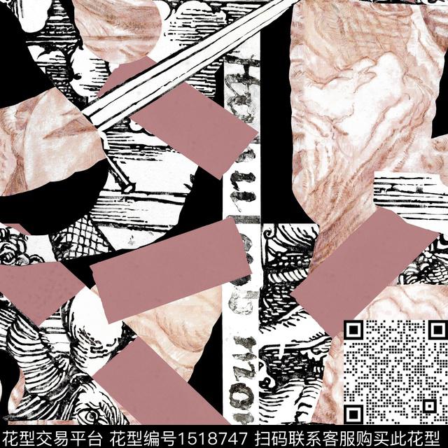 肌理几何抽象男装数码印花华亿平台下载（图片编号: 1518747） - 瓦栏（Walan）