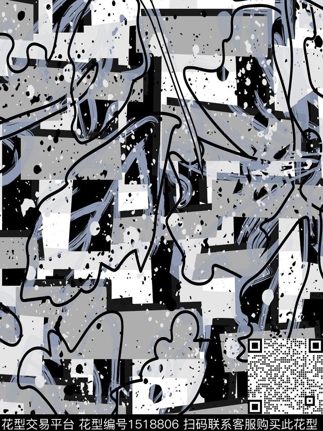 线条几何数码华亿平台数码印花华亿平台下载（图片编号: 1518806） - 瓦栏（Walan）