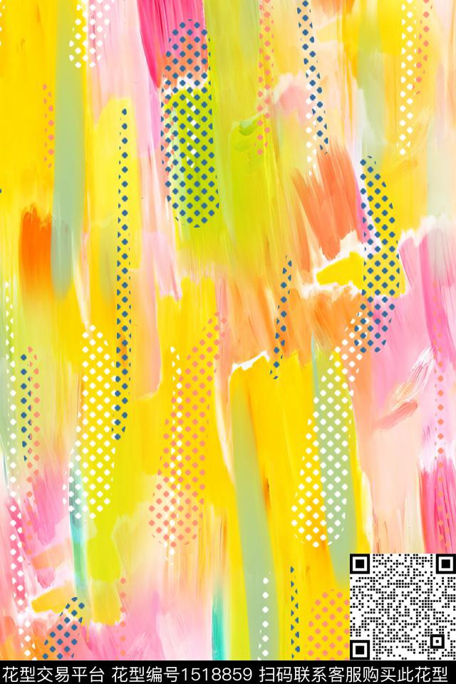 抽象小清新真丝数码印花华亿平台下载（图片编号: 1518859） - 瓦栏（Walan）