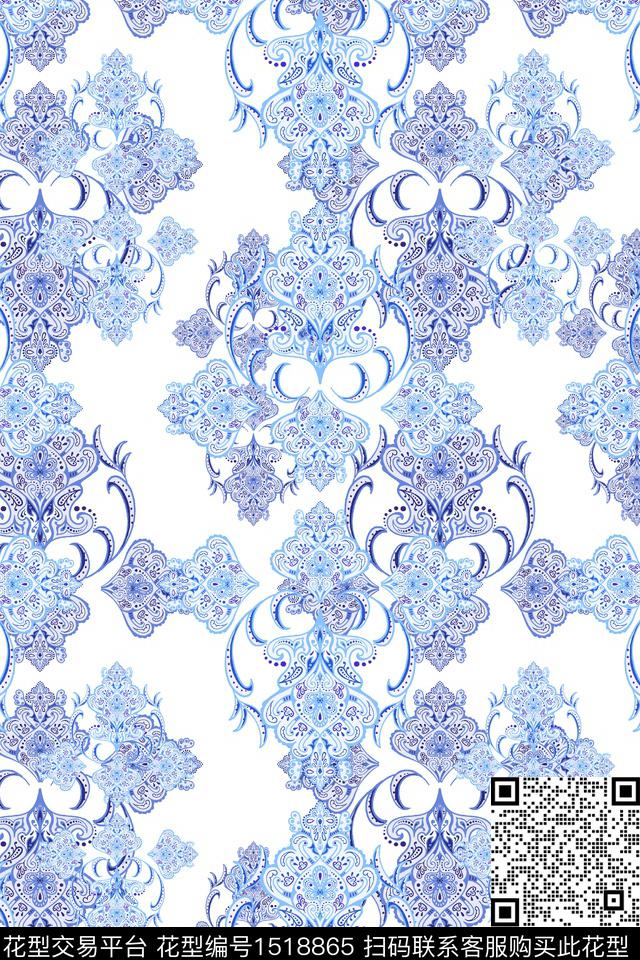 民族风佩斯利大牌风数码印花华亿平台下载（图片编号: 1518865） - 瓦栏（Walan）