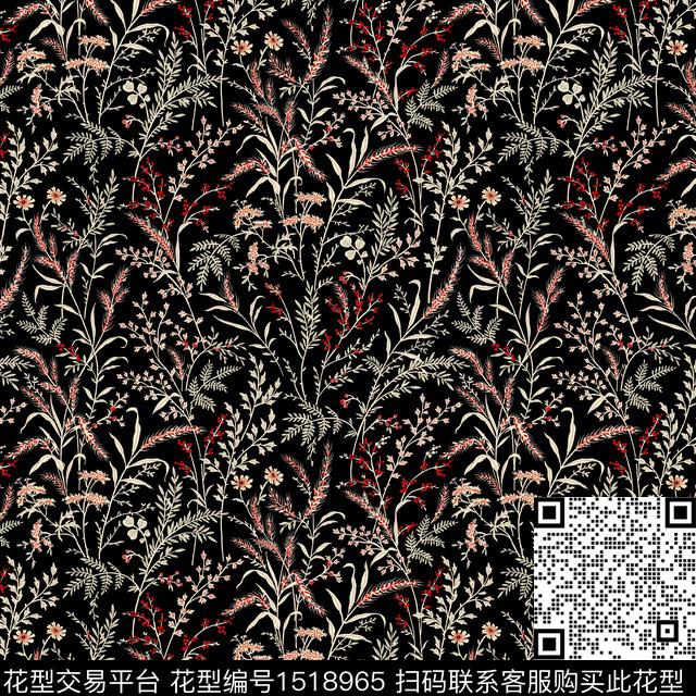 绿植树叶花卉春夏华亿平台数码印花华亿平台下载（图片编号: 1518965） - 瓦栏（Walan）