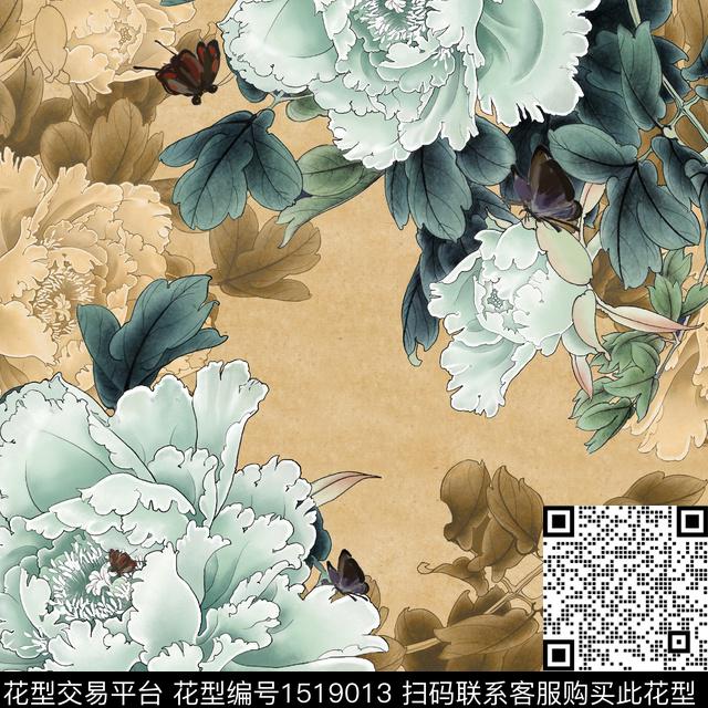 花卉大牌风中国风数码印花华亿平台下载（图片编号: 1519013） - 瓦栏（Walan）