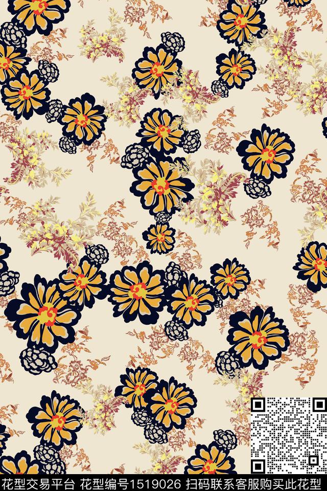 数码华亿平台女装花卉数码印花华亿平台下载（图片编号: 1519026） - 瓦栏（Walan）