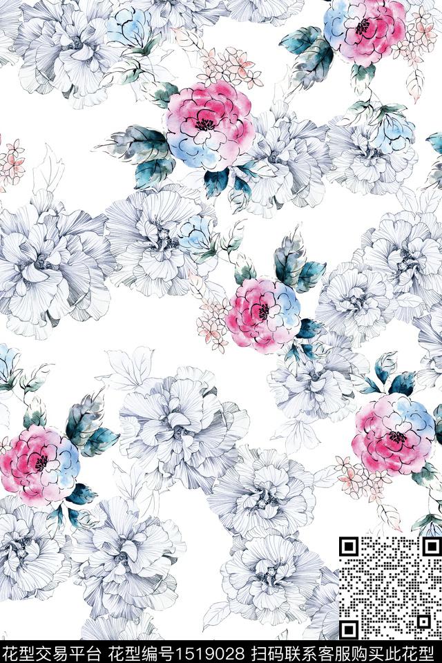 数码华亿平台女装花卉数码印花华亿平台下载（图片编号: 1519028） - 瓦栏（Walan）